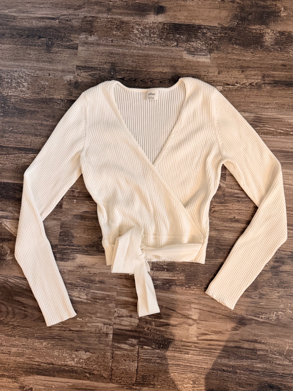 Wilfred Cream Ribbed Wrap V-Neck Sweater